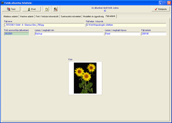 FotoT�rFotoT�r - Fot� adatok �ttekint�se - T�bl�zatos forma