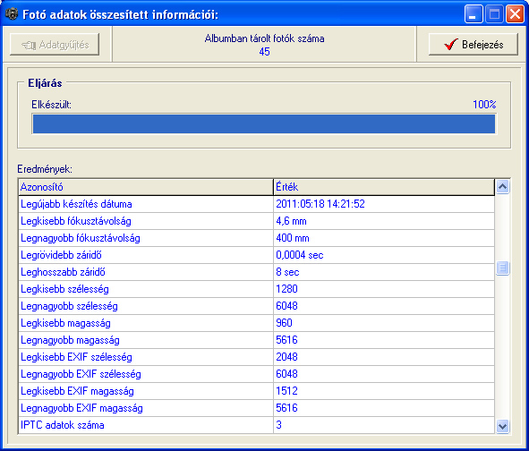 Fot�T�r - Fot� adatok �sszes�tett inform�ci�i