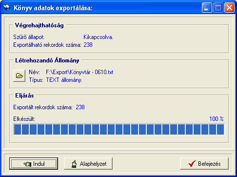 H�zi K�nyvt�r - K�nyv adatok export�l�sa