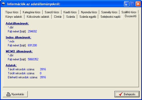 H�zi K�nyvt�r - Inform�ci�k az adat�llom�nyokr�l